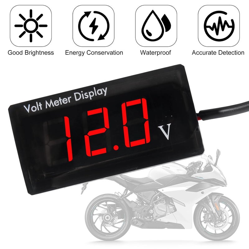 XIITIA DC 12V Car Digital Voltmeter LED Display DC 5-28V Voltage Volt Meter Waterproof Gauge for Car Motorcycle (Red) - Image 5